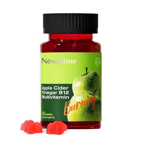 Newellme Apple Cider Vinegar Gummies with Vitamin B12 | Non-GMO, Vegetarian ACV Supplement for Women & Men | Supports Energy & Gut Health