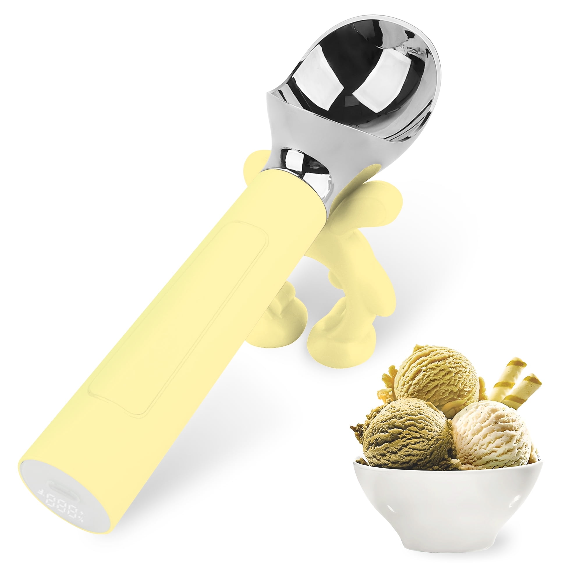 NEWEST Heated Ice Cream Scoop, Rechargeable Electric Ice Cream Scoop, Maximum Heating up to 158℉ for Hard Ice Cream (Yellow)