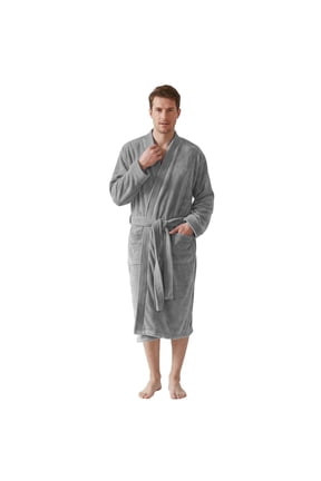 Men's Towel Robe, Soft Absorbent Kimono Bathrobe, Quick Dry – L/XL, Grey