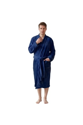 Men's Towel Robe, Soft Absorbent Kimono Bathrobe, Quick Dry – L/XL, Navy