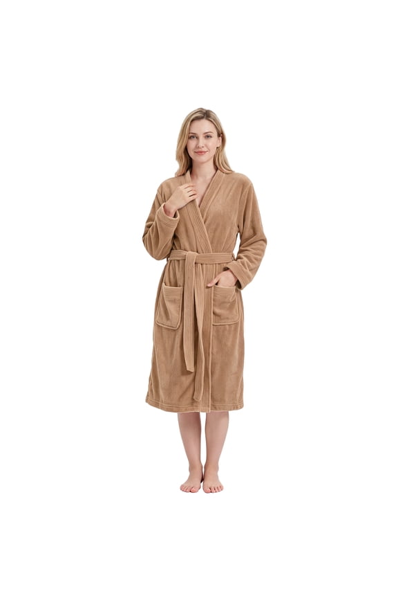 Women's Towel Robe, Soft Absorbent Kimono Bathrobe, Quick Dry – L/XL, Khaki