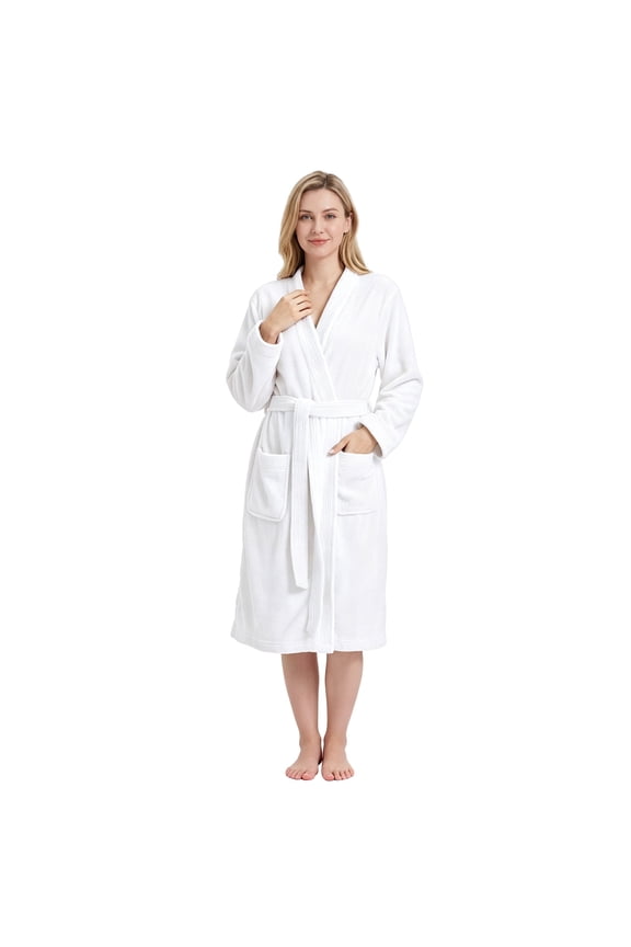 Women's Towel Robe, Soft Absorbent Kimono Bathrobe, Quick Dry – L/XL, White