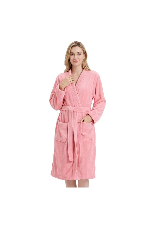 Women's Towel Robe, Soft Absorbent Kimono Bathrobe, Quick Dry – S/M, Light Pink