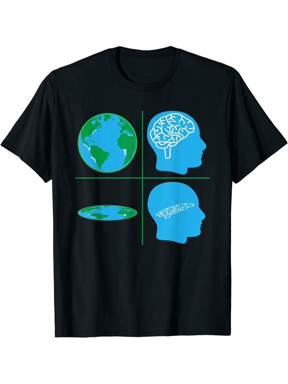NEWFlat Earth Society Flat Brain Meme Funny T-Shirt