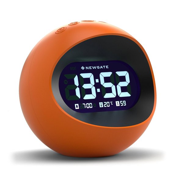 NEWGATE Centre of the Earth alarm clock | Retro digital LCD clock | Orange