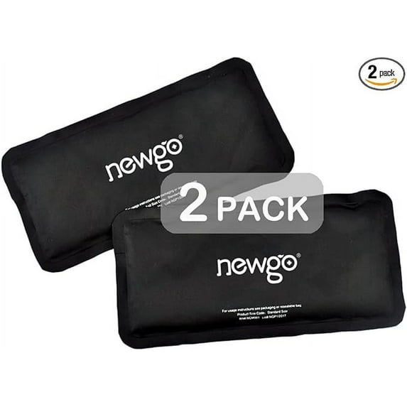 NEWGO Gel Ice Packs for Injuries 2 Pack Soft Gel Compress & Cold Packs for Injuries & Pain Relief, Hot Cold Therapy - Black