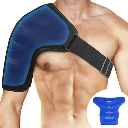 NEWGO Large Shoulder Ice Pack Rotator Cuff Cold Therapy, Ice Pack Shoulder Cold Pack Reusable Shoulder Ice Pack Wrap for Pain Relief & Tendonitis, Recovery After Shoulder Surgery, Swelling - Black