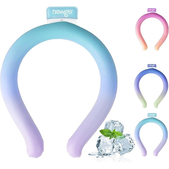 NEWGO Neck Cooling Tube Reusable Ice Cooler Cold Pack for Summer Heat, Ice Neck Ring for Outdoor Workers, Athletes, Sports Enthusiasts, Hot Flash Sufferers, Campers, Blue-Purple Gradient