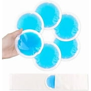 NEWGO Small Ice Packs for Injuries Reusable, 6 Pack Gel Cold Packs Round Hot Cold Compress with Cloth Backing & Sleeve for Pain Relief, Wisdom Teeth, Breastfeeding, Tired Eyes, Face, Headaches