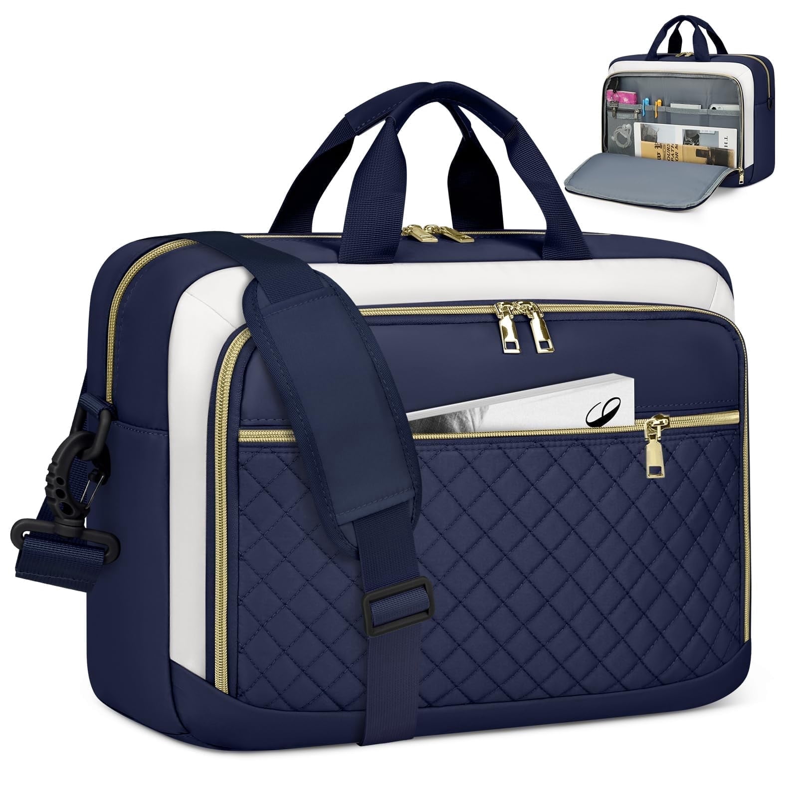 Laptop Bag 17.3 Inch Laptop Briefcase for Women Men Messenger Bag Waterproof Shoulder Large Computer Bag for Business Office Work College,Black