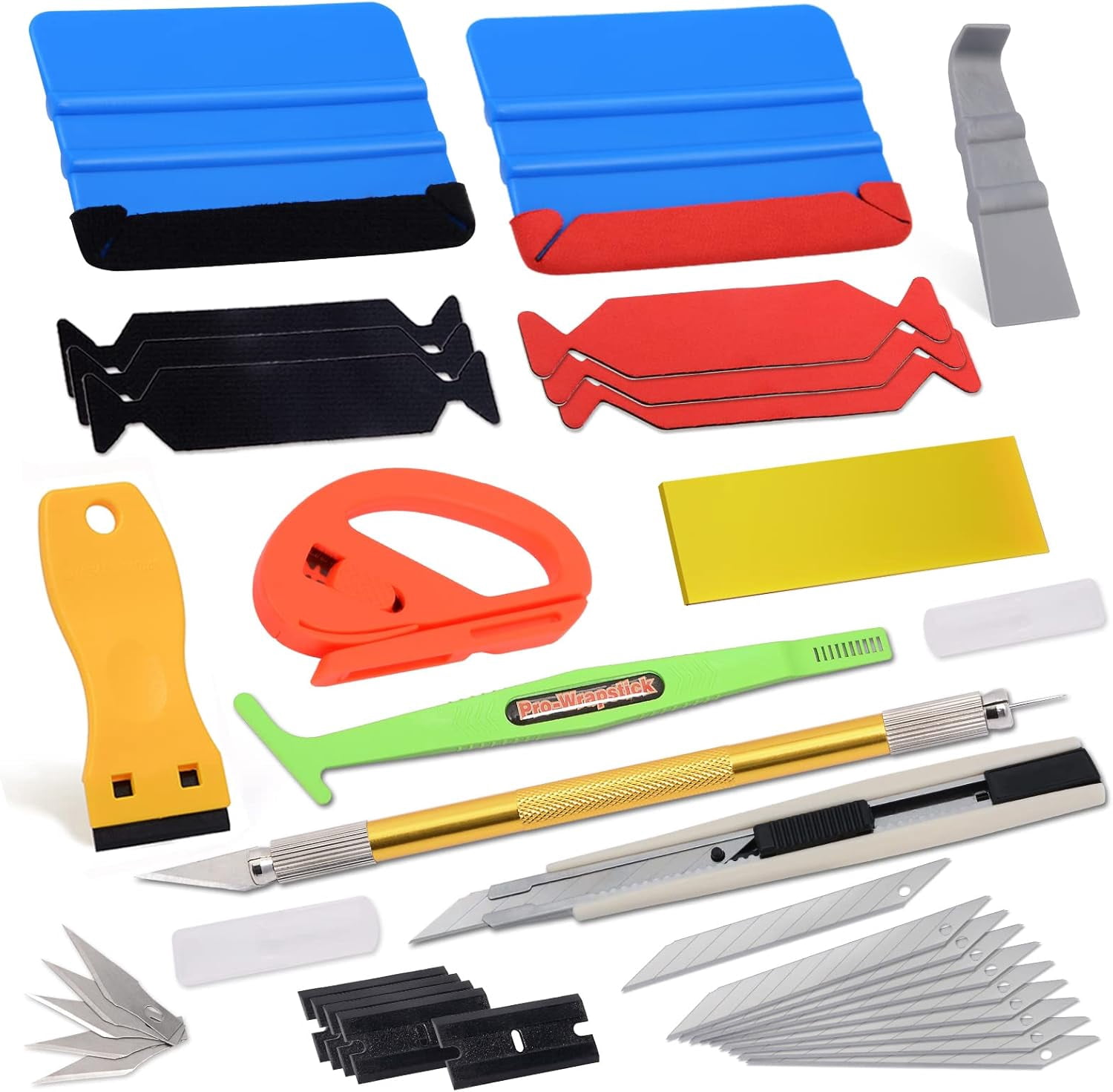 Car Wrap Tools PPF Installation Kit Vinyl Wrap Tool Kit with Felt Squeegee, Film Cutter, Bubble Release Pen, Utility Knife for Car Wrapping, Window Tint Application & Wallpaper Smoothing