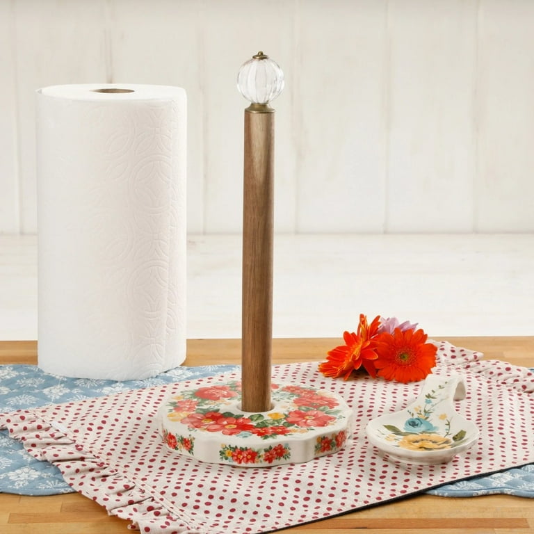 NEWKBO NEWKBO Vintage Floral Paper Towel Holder with Rose Shadow Spoon Rest Set Walmart