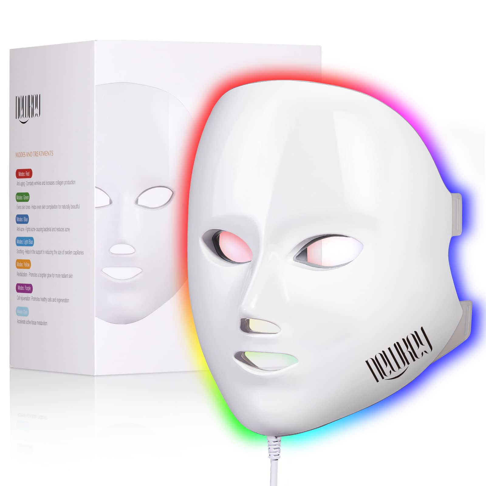NEWKEY Red Blue Light JB28 Therapy for Face, LED Face Mask Light