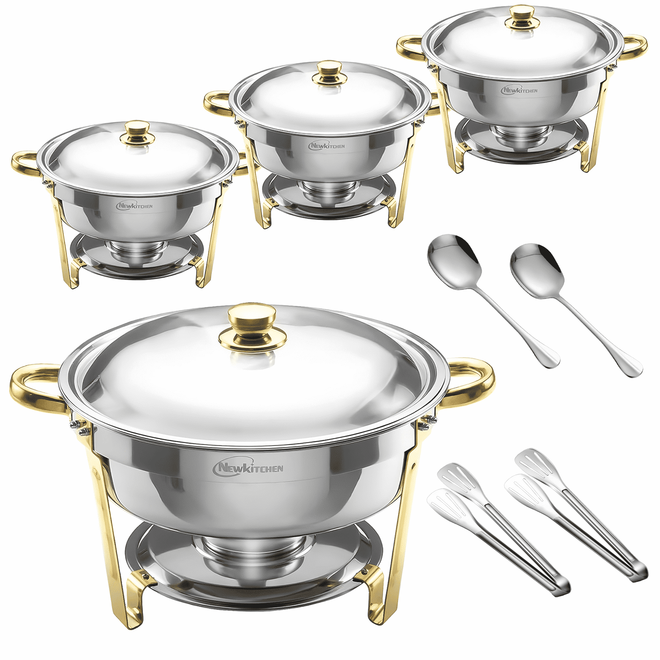 NEWKITCHEN 6QT Chafing Dishes for Buffet [Elegant Gold Embellishes ...