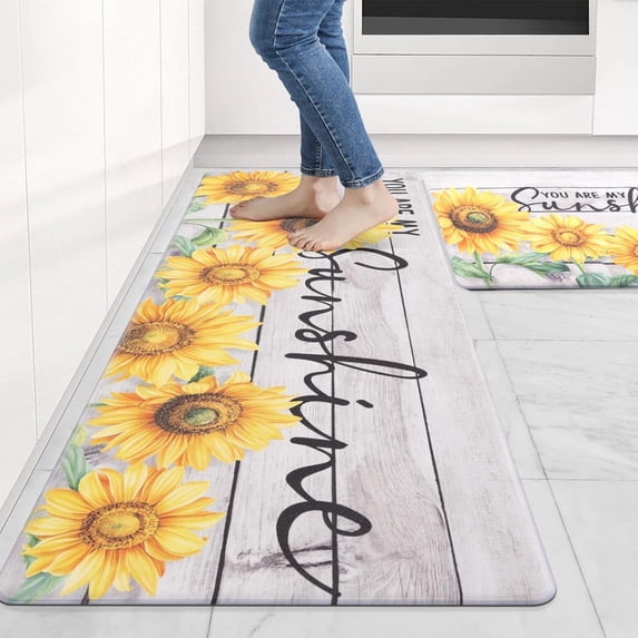 NEWLAKE 2 Piece Kitchen Rug Set Anti Fatigue Rugs and Mats Non-Skid Cushioned Floor Comfort Mat for Kitchen, Doorway, Sink, Laundry, 17"x27"+17"x47"