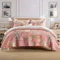 thumbnail image 1 of NEWLAKE 3-Piece Floral Cotton Patchwork Quilt Set Decor Quilt Set with Pillow Shams (King, Pink), 1 of 7