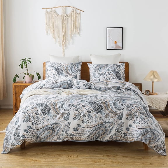 NEWLAKE Duvet Cover Set 3-Piece Cotton Comforter Cover White Duvet Bedding Sets, King