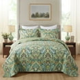 thumbnail image 1 of NEWLAKE 3-Piece Green Floral Quilt Bedding Sets, Queen, 1 of 9