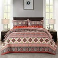 thumbnail image 1 of NEWLAKE Cotton Bedspread Queen Quilt Sets Reversible Patchwork Coverlet Set, European Boho Striped Pattern, 1 of 7
