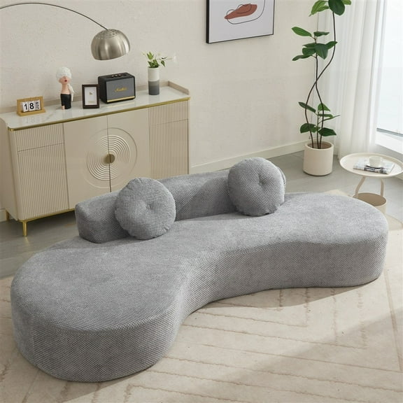 [NEWLY IN] [VIDEO GIVEN] 105.5" Curved Sofa - Modern, Minimalist Cloud Couch! 3-4 Seater + 2 Pillows. No Assemble. Gray.