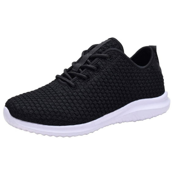 NEWMAL Women's Walking Shoes Comfy Casual Knit Sneaker （6 BLACK WHITE）