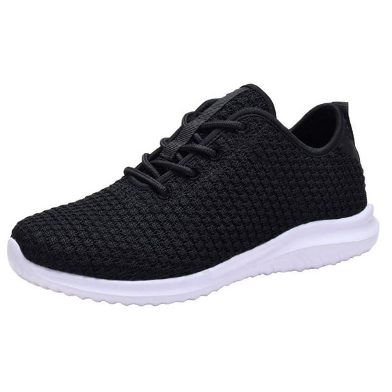 NEWMAL Women's Walking Shoes Comfy Casual Knit Sneaker (6 BLACK WHITE)