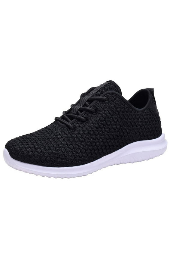 NEWMAL Women's Walking Shoes Comfy Casual Knit Sneaker (6 BLACK WHITE)