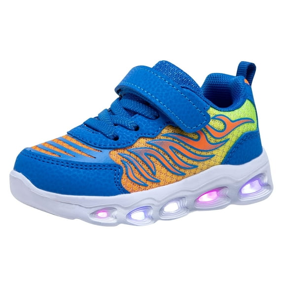 NEWMALL Girls LED Light Up Sneakers Kids Low Top Shoe (9 Toddler,Blue)