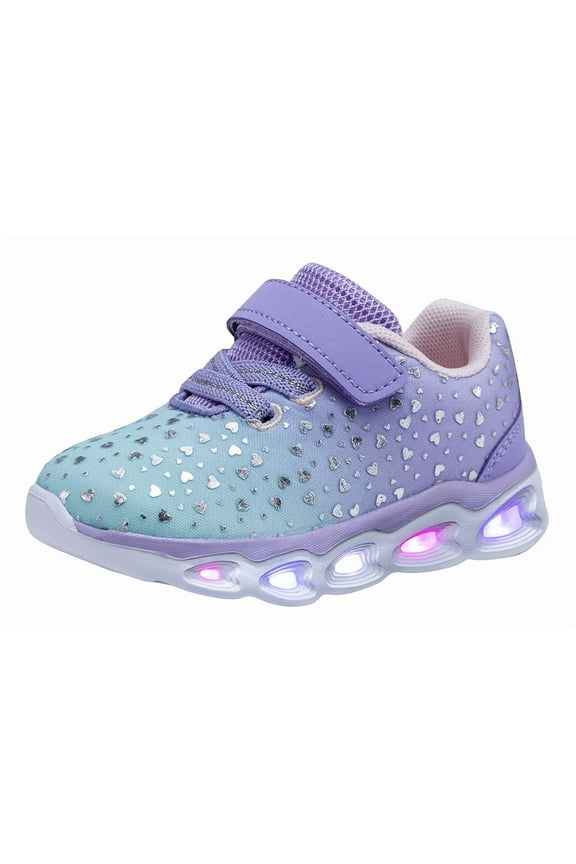 Little Kid Girls Led Shoes Flashing Light Up Sneakers (11 Little Kid,Lilac)