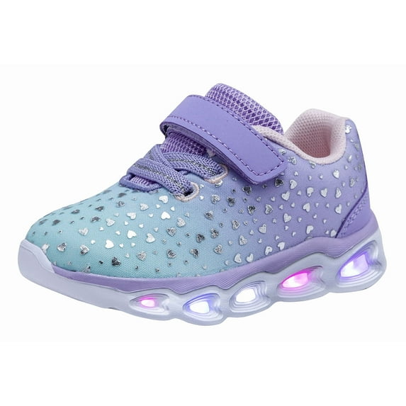 NEWMALL Little Kid Girls Led Shoes Flashing Light Up Sneakers (11 Little Kid,Lilac)