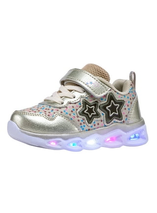 Herrnalise Children Baby Girls Floral Crystal Led Light Luminous Running  Sport Boots Shoes 