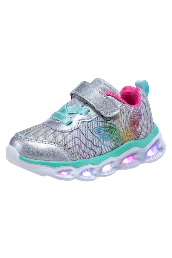 Girls Led Shoes Flashing Light Up Sneakers (8 Toddler,Grey Multi)