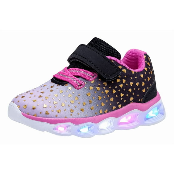 NEWMALL Toddle Girls Led Shoes Flashing Light Up Sneakers (8 Toddler,Violet)