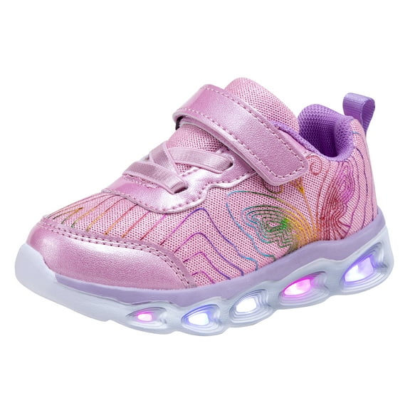 NEWMALL Girls Led Shoes Flashing Light Up Sneakers (9 Toddler,Pink Multi)