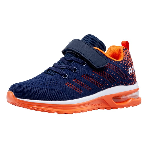 SINOSKY Kids Boys and Girl Running Shoes Comfortable Fashion Light Weight Slip on Cushion,Blue Orange Color, Sizes 20
