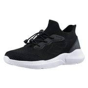 NEWMALL TODDLE LITTLE KID Children Comfortable Casual Shoes Walking Shoes Athletic Slip On Knit Athletic Sneaker Size 10, Black