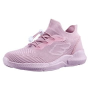 NEWMALL LITTLE KID Girl Comfortable Casual Shoes Walking Shoes Athletic Slip On Knit Athletic Sneaker Size 2, All Pink