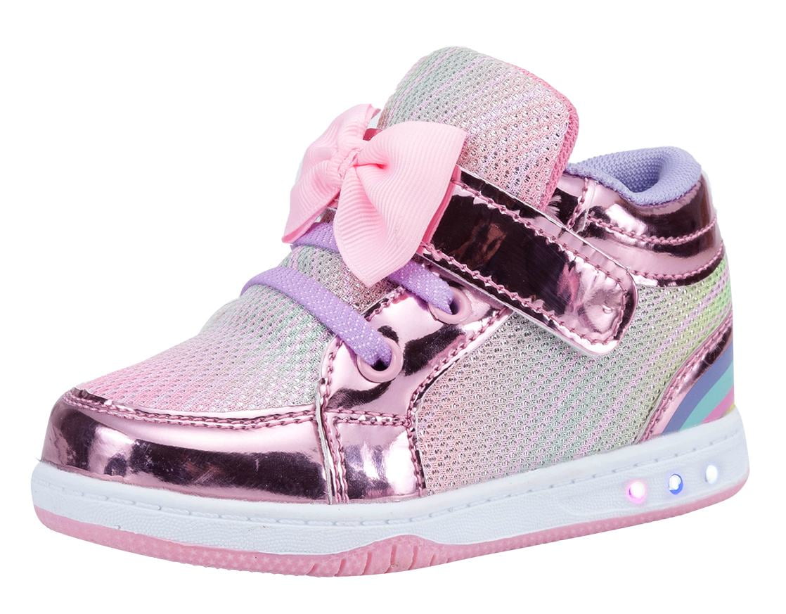 NEWMALL Toddler Glitter Shoes, Sparkly Lights, Bowknot Sneakers, Pink ...