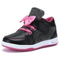 thumbnail image 1 of NEWMALL Toddler Glitter Shoes Girls Flashing Cute Bowknot Sneakers (8 Toddler,Black), 1 of 7