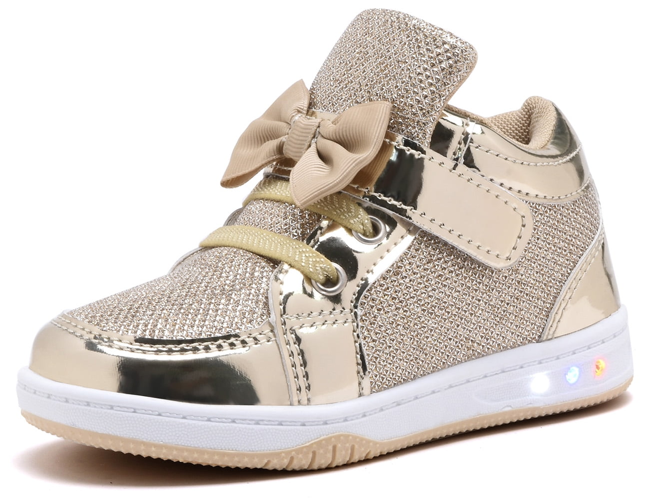 Gold Glitter Lace-Up Sneakers - 8