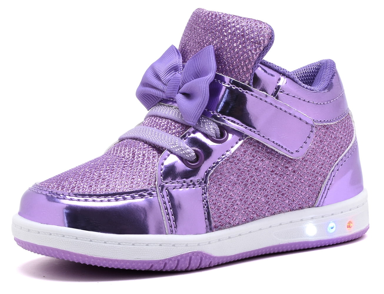 NEWMALL Toddler Glitter Shoes Girls Flashing Cute Bowknot Sneakers (8 ...