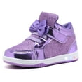 thumbnail image 1 of NEWMALL Toddler Glitter Shoes Girls Flashing Cute Bowknot Sneakers (9 Toddler,Purple), 1 of 7