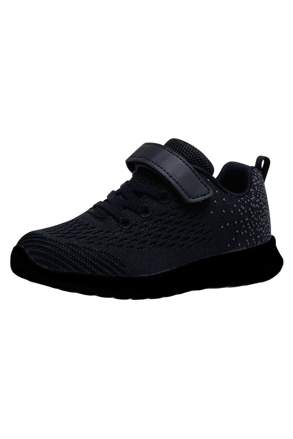 Unisex Kids Mesh Casual Athletic Sneaker, Closed Toe All Black, Size 12