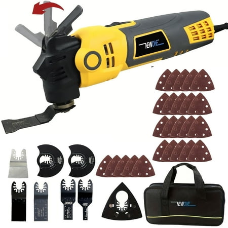 NEWONE Oscillating Multi Tool 300W with 34 Accessories Anti-Vibration 6 Variable Speed 4° Oscillation Angle 4 Amp MAX 21000 OPM Oscillating Multi-Tool for Cutting Wood Nailing Scraping Sanding