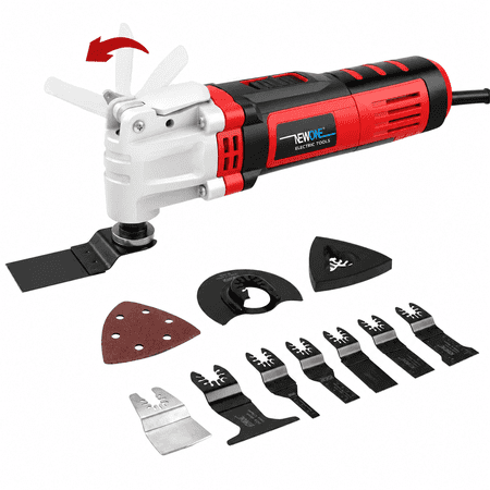 NEWONE Oscillating Multi Tool Kit 4 Amp with 4° Oscillation Angle 6 Variable Speed Quick Clamp System with 10pcs Multitool Blades for Cutting Sanding Grinding
