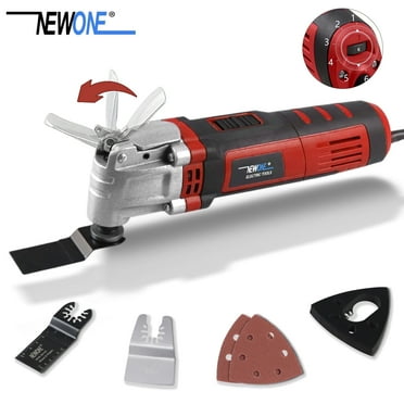 NEWONE Oscillating Multi Tool Kit 4 Amp with 4° Oscillation Angle 6 Variable Speed Quick Clamp System with 5pcs Multitool Blades for Cutting Sanding Grinding
