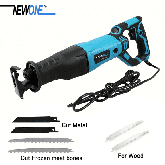 NEWONE Reciprocating Saw 120V 3000SPM Variable Speed Include 6 Blades 4/5" Stroke Length 4-1/2" Max Cutting Depth Brushless Sawzall for Wood, Soft Metal and PVC Pipes Bone Cutting