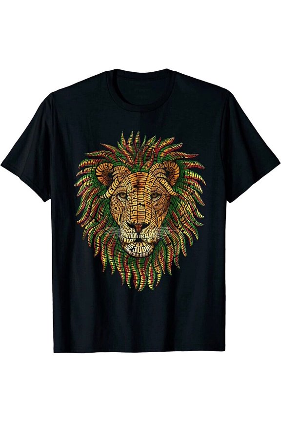 NEWRastafarian Red Yellow Green Rasta Apparel Lion of Judah T-Shirt