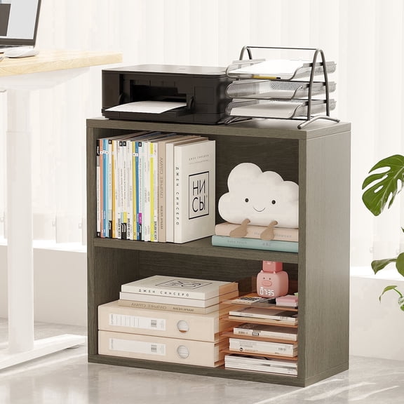 Zenira 2-Tier Freestanding Open Bookcase - Multipurpose Storage Shelf Organizer for Adults