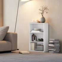 NEWSENDY 3 Shelf Bookshelf,Wood Tall Bookshelf and Bookshelves, 3-Tier Cube Display Shelves,Multifunctional Storage Organizer Shelving for Bedroom Library Living Room Home Office,White